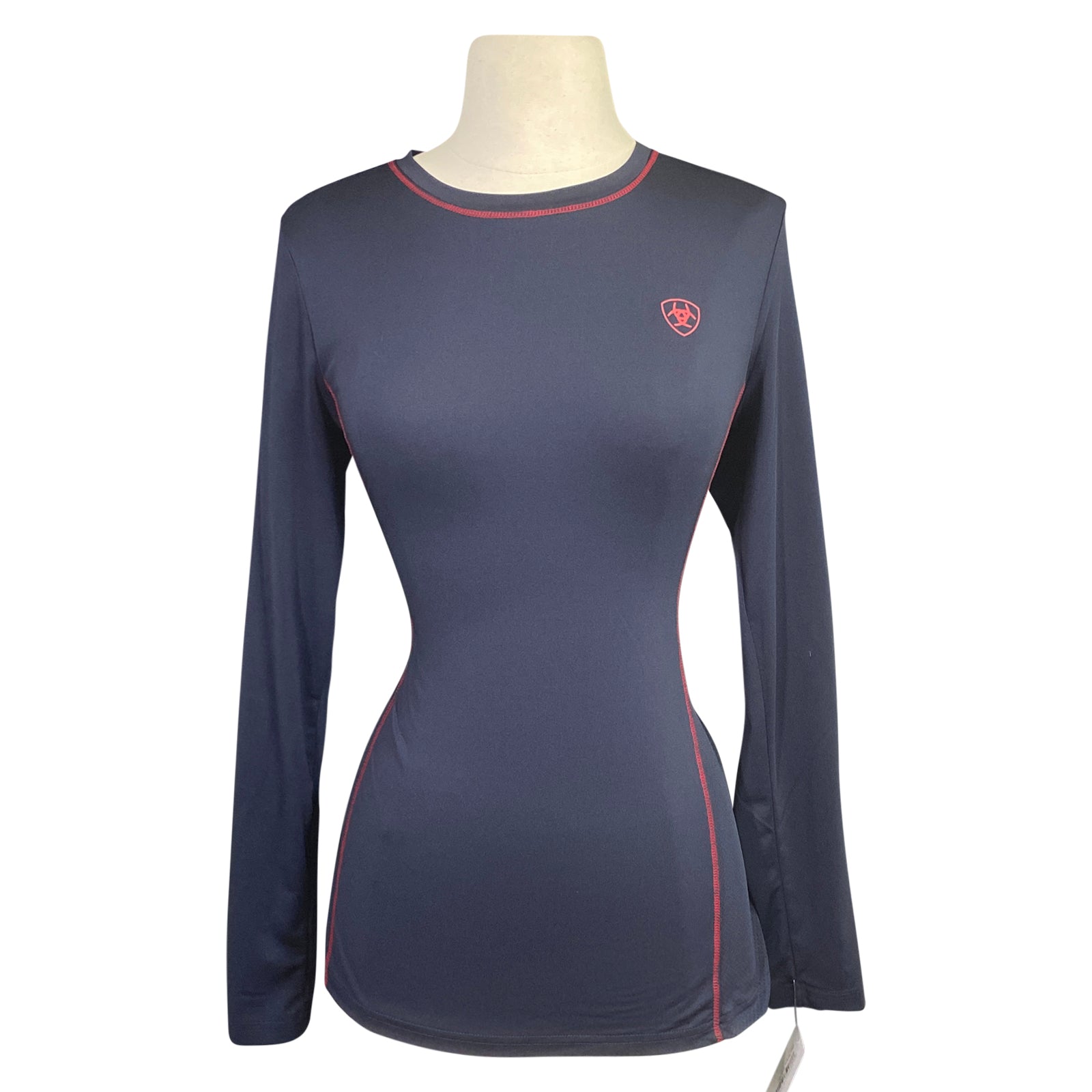 Ariat TEK Heat Series Long Sleeve Baselayer in Navy/Red Accents - Women's Medium