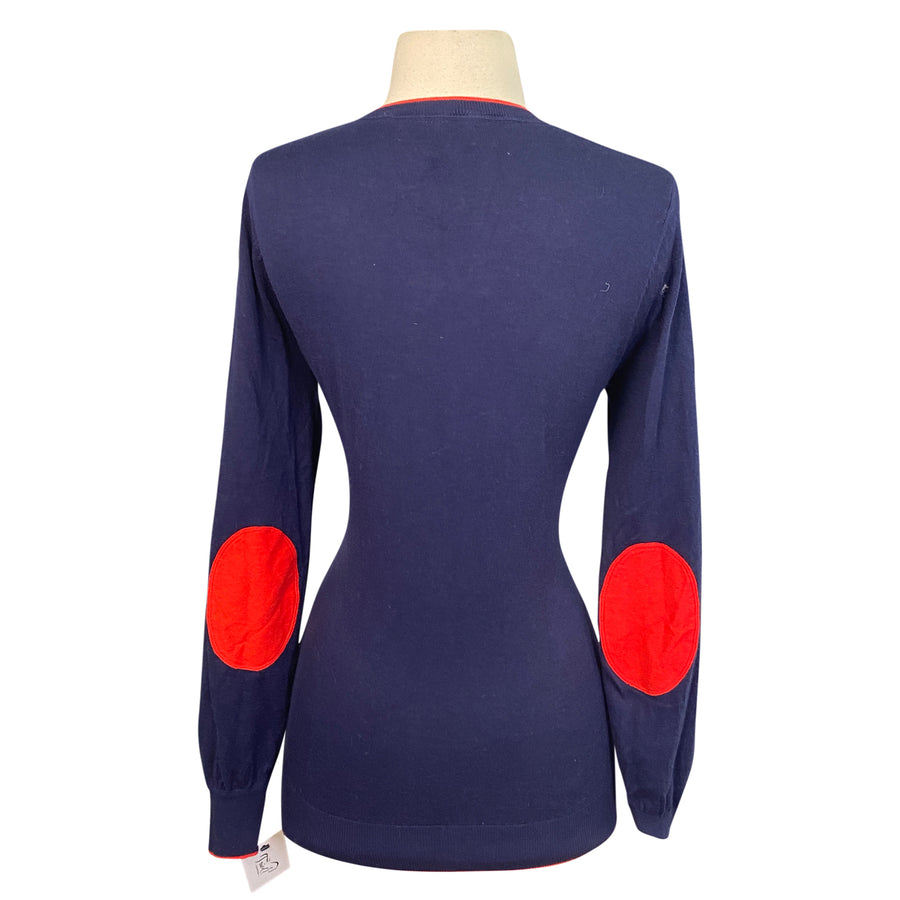 Essex Classics 'Trey' V-Neck Sweater in Navy/Red