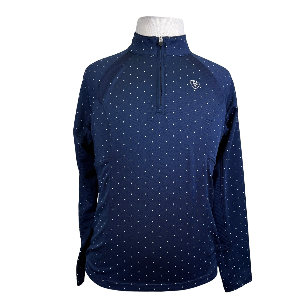 Ariat TEK Heat Series Long Sleeve Shirt in Navy/White Polka Dots