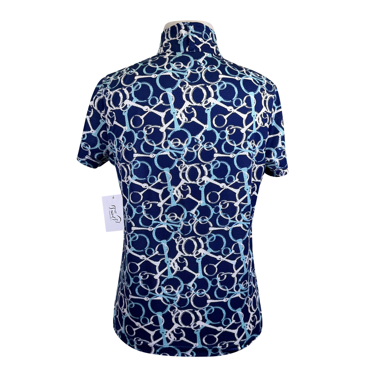 Kerrits Ice Fill Short Sleeve Shirt in Navy/Teal And White Bits