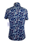 Kerrits Ice Fill Short Sleeve Shirt in Navy/Teal And White Bits