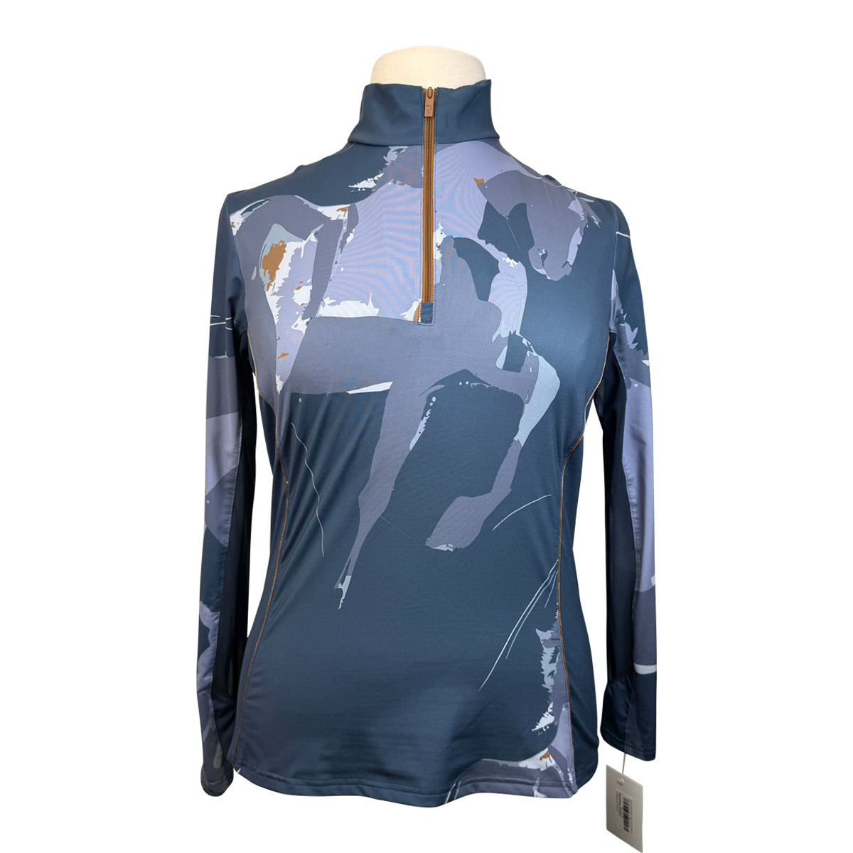 Arista Equestrian 'Luxe' 1/4 Zip Shirt in Navy Horse Design