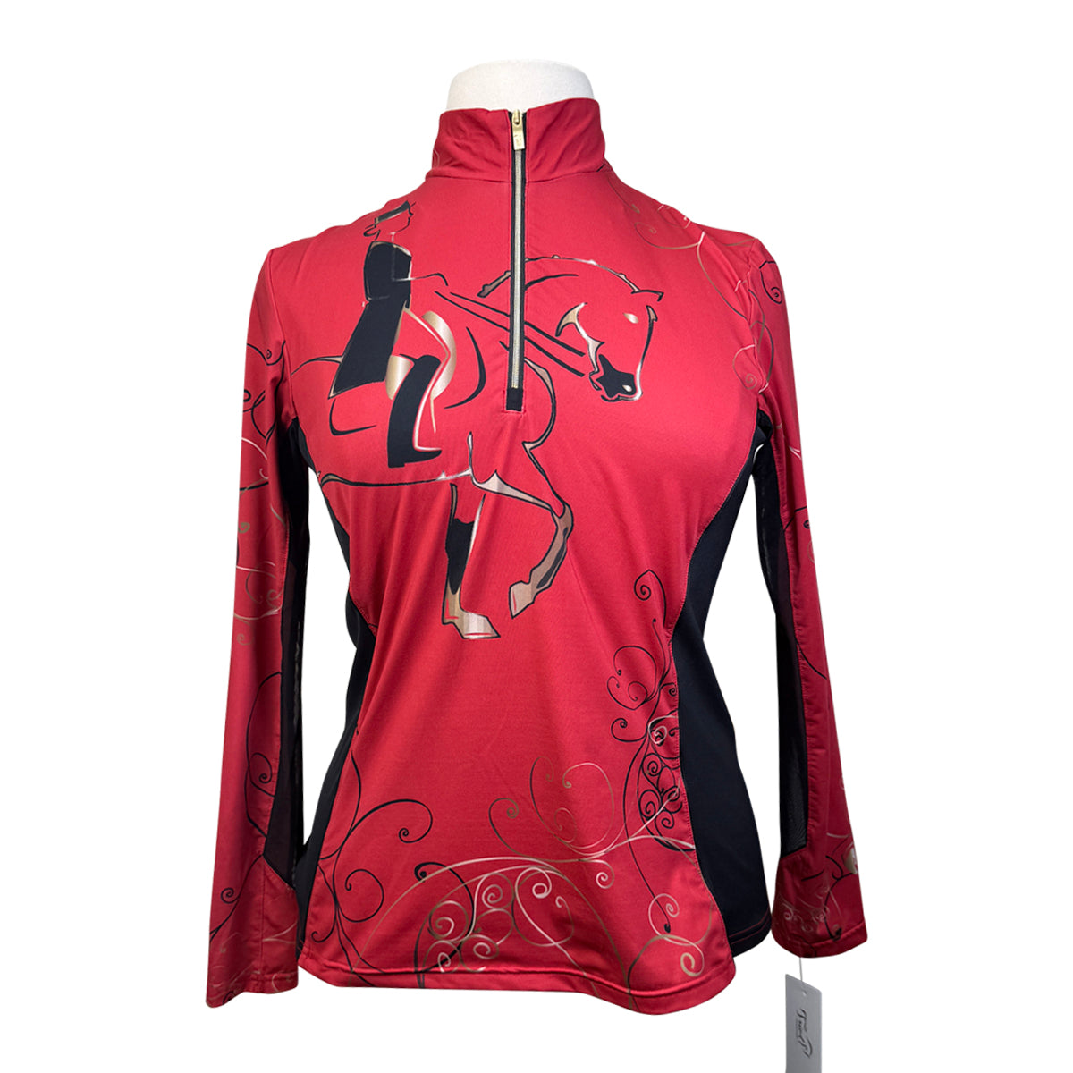 Arista Equestrian 'Luxe' 1/4 Zip Shirt in Red Horse 