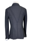 Back of coat on mannequin on white background.