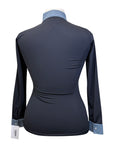 Halter Ego 'Roxana' Riding Shirt  in Black/Blue