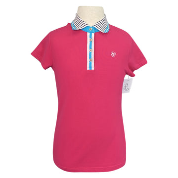 Ariat Piquet Team Polo in Pink/Stripes