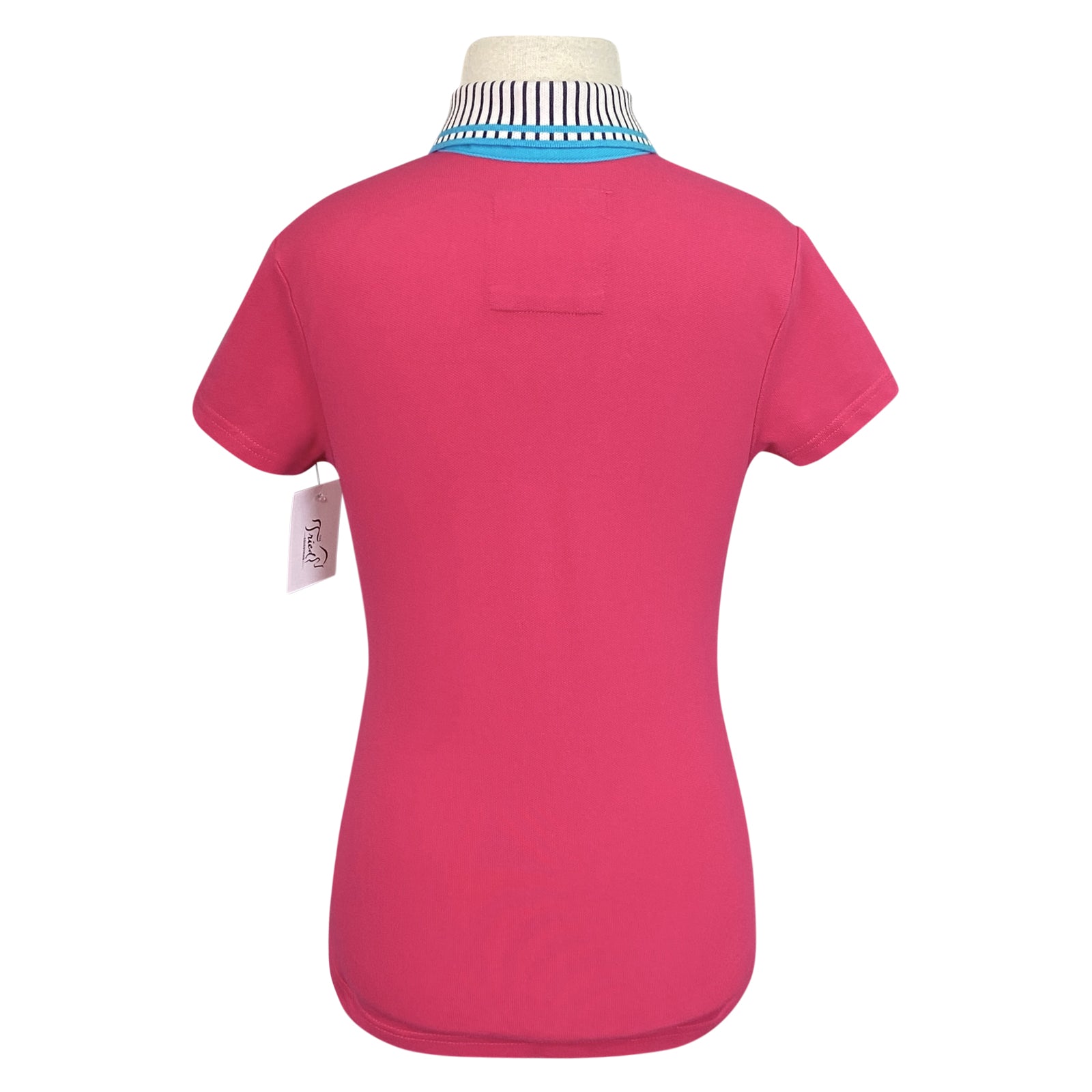 Back fo Ariat Piquet Team Polo in Pink/Stripes