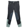 Dover Saddlery Wellesley Classic Piped Knee-Patch Breech in Grey/Mint