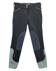 Dover Saddlery Wellesley Classic Piped Knee-Patch Breech in Grey/Mint