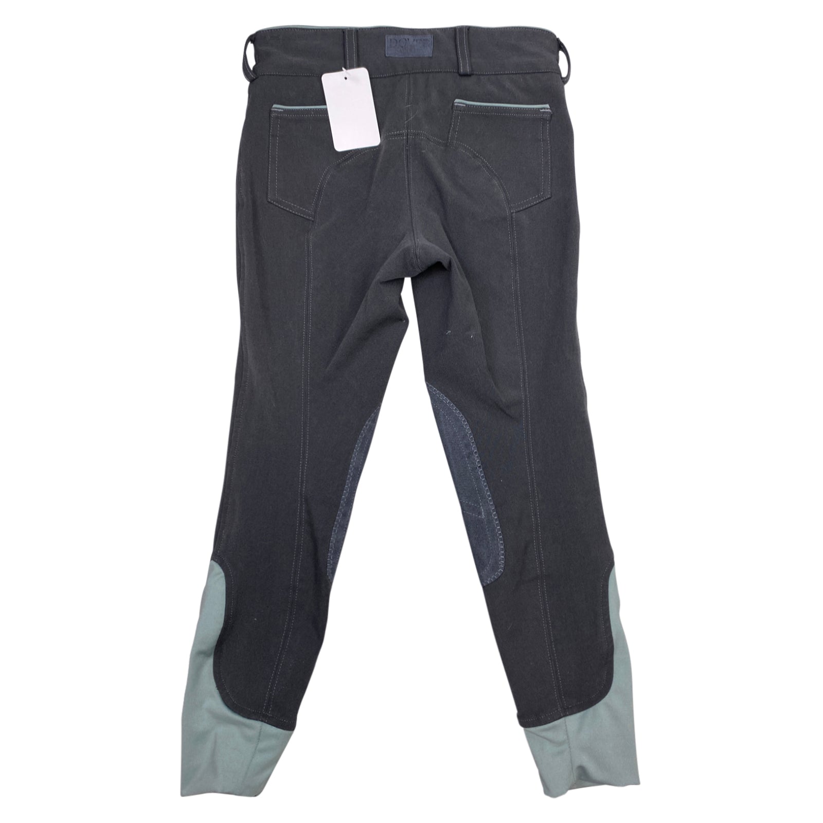 Dover Saddlery Wellesley Classic Piped Knee-Patch Breech in Grey/Mint