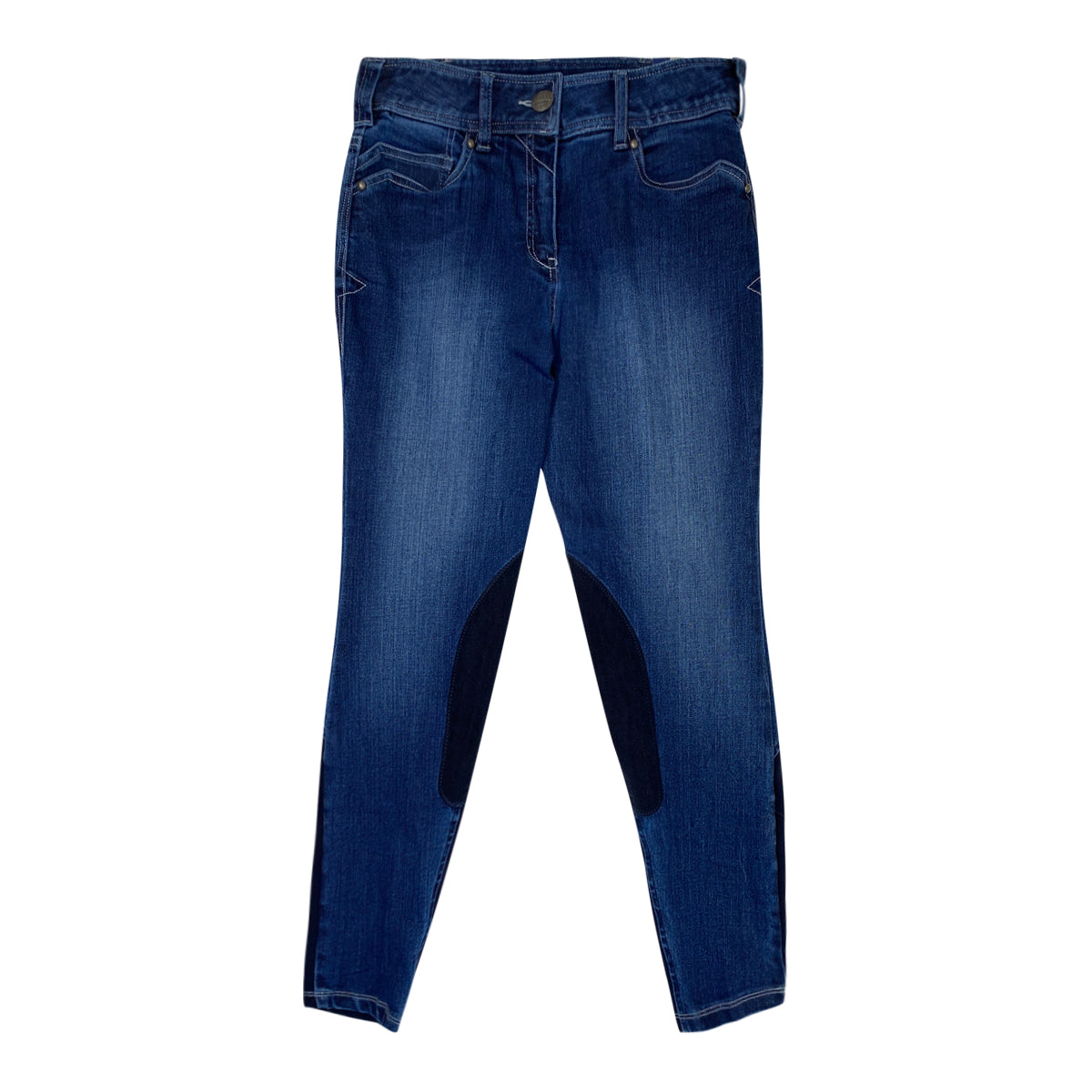 Ariat Whipstitch Denim Knee Patch Breeches in Blue Denim