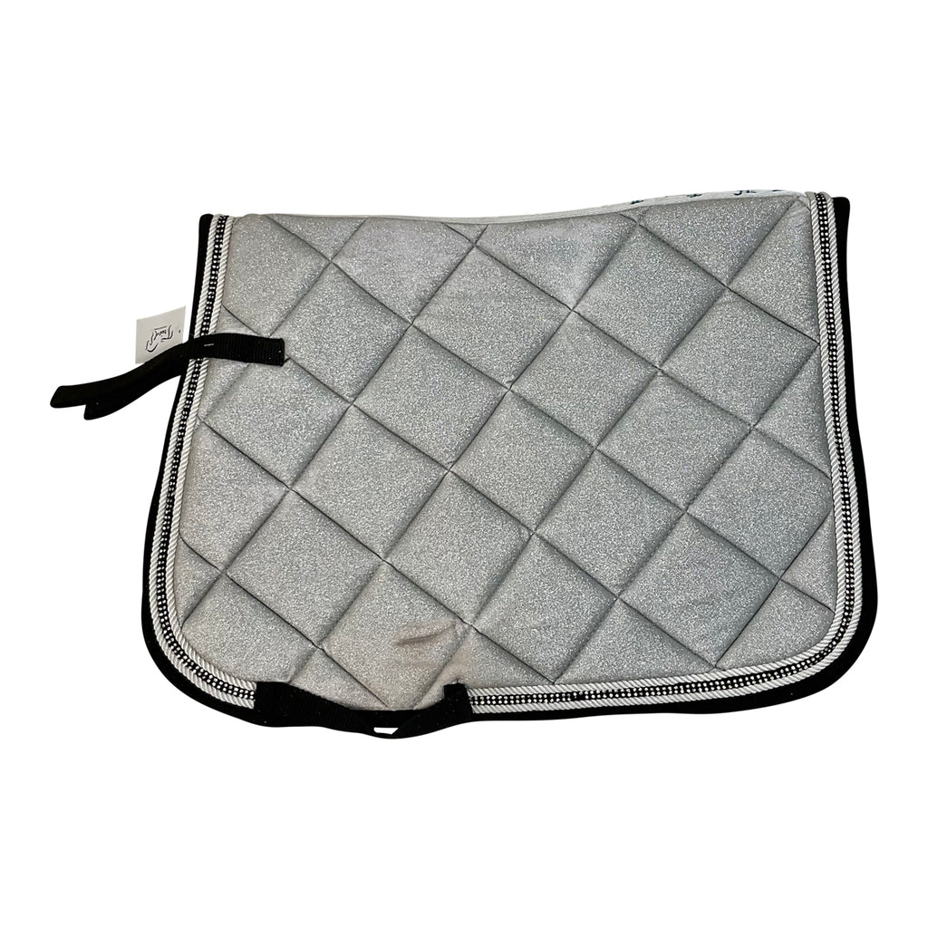 Two Hearts Equine Boutique Glitter  AP Saddle Pad in Silver Shimmer - Full