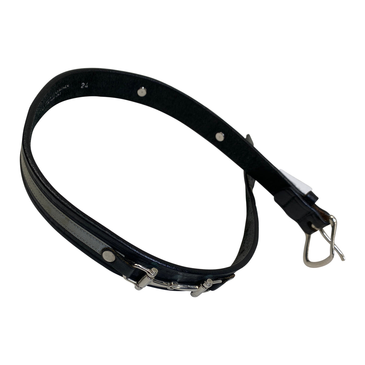 Tory Leather Ribbon &amp; Snaffle Bits Belt in Black w/Grey