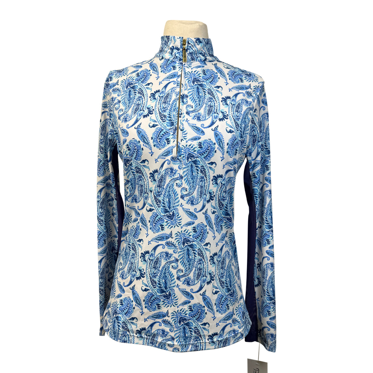 Cabana Life 1/4 Zip Top in Navy Paisley