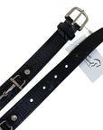 Tory Leather Ribbon & Snaffle Bits Belt in Black w/Grey
