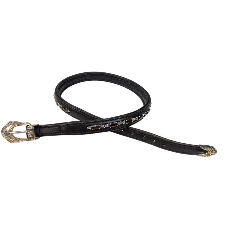 People On Horses Crystal Belt in Black/Brown