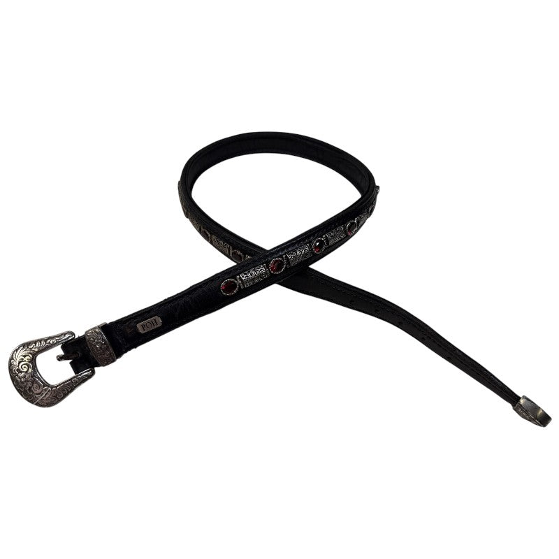 People On Horses Crystal Belt in Black/Silver