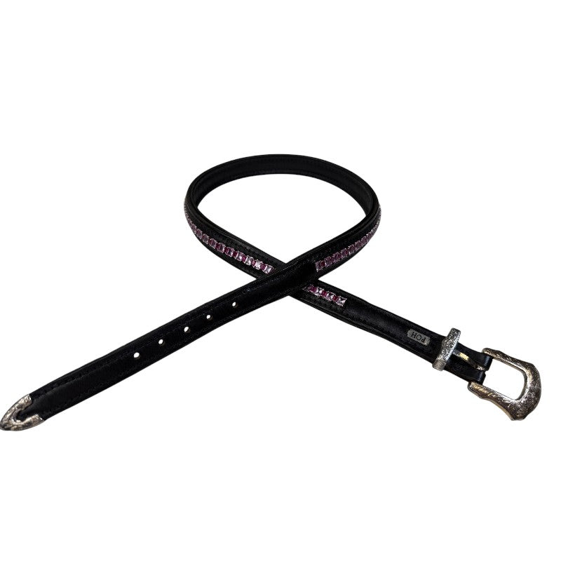 People On Horses Crystal Belt in Black/Pink