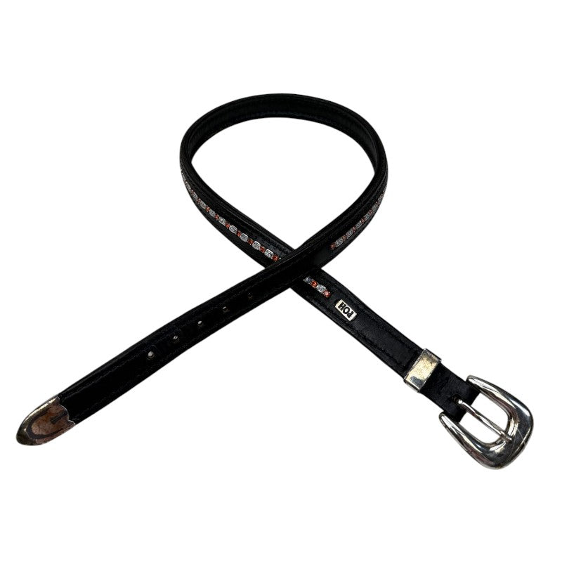People On Horses Crystal Belt in Black/White/Orange