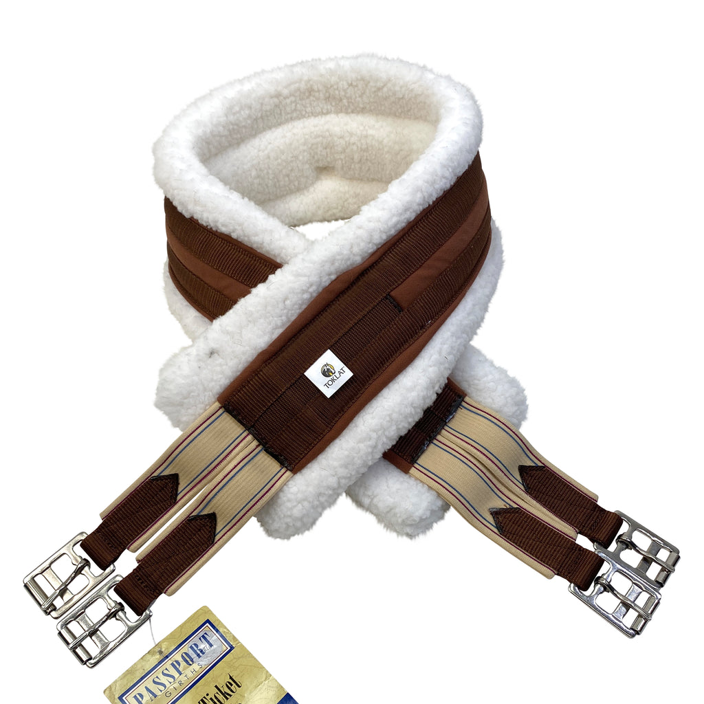 Toklat Passport Contoured English Girth in Brown/White - 42"