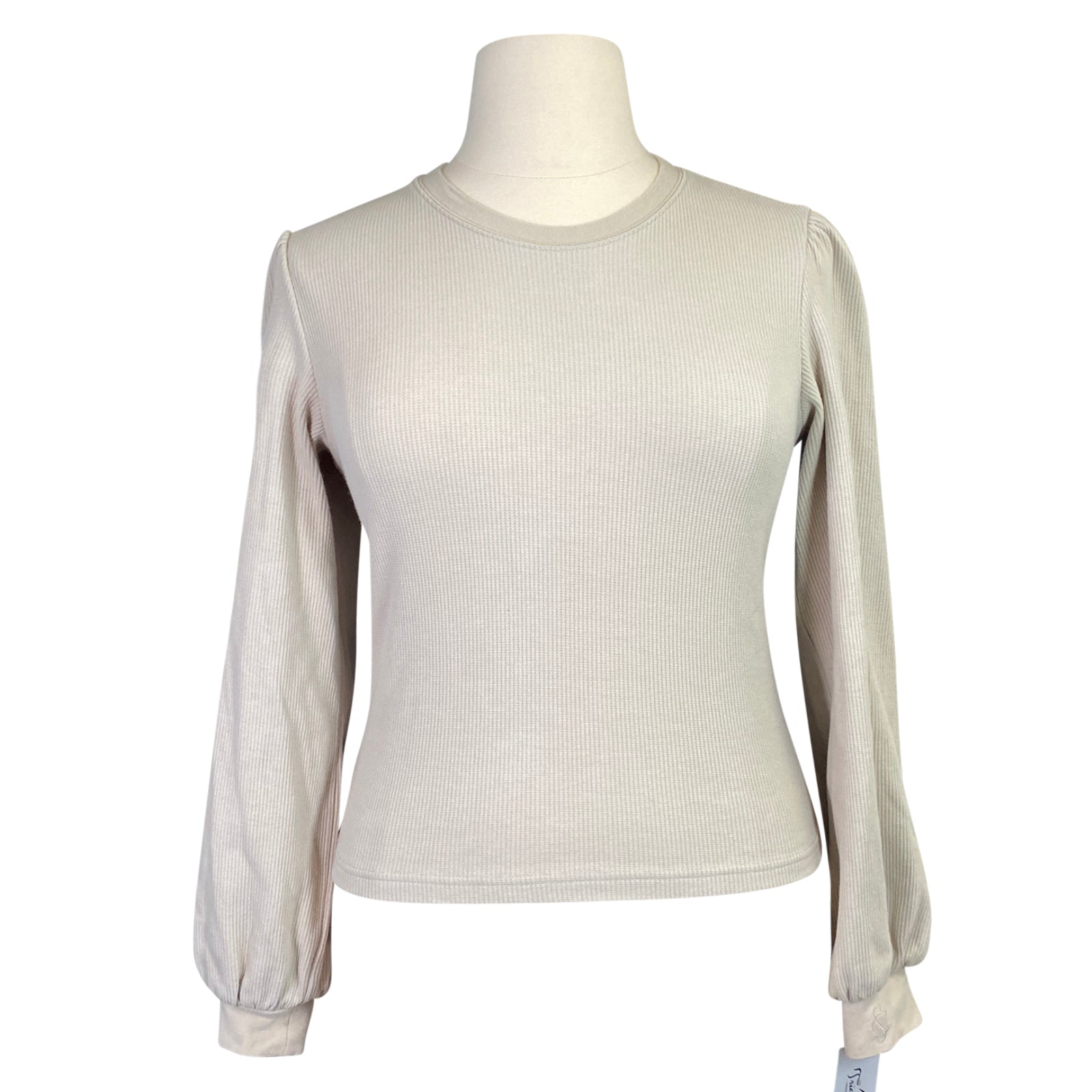 Front of Solid Citizen 'Elle' Thermal Long Sleeve Top in Oatmeal - Women's XL