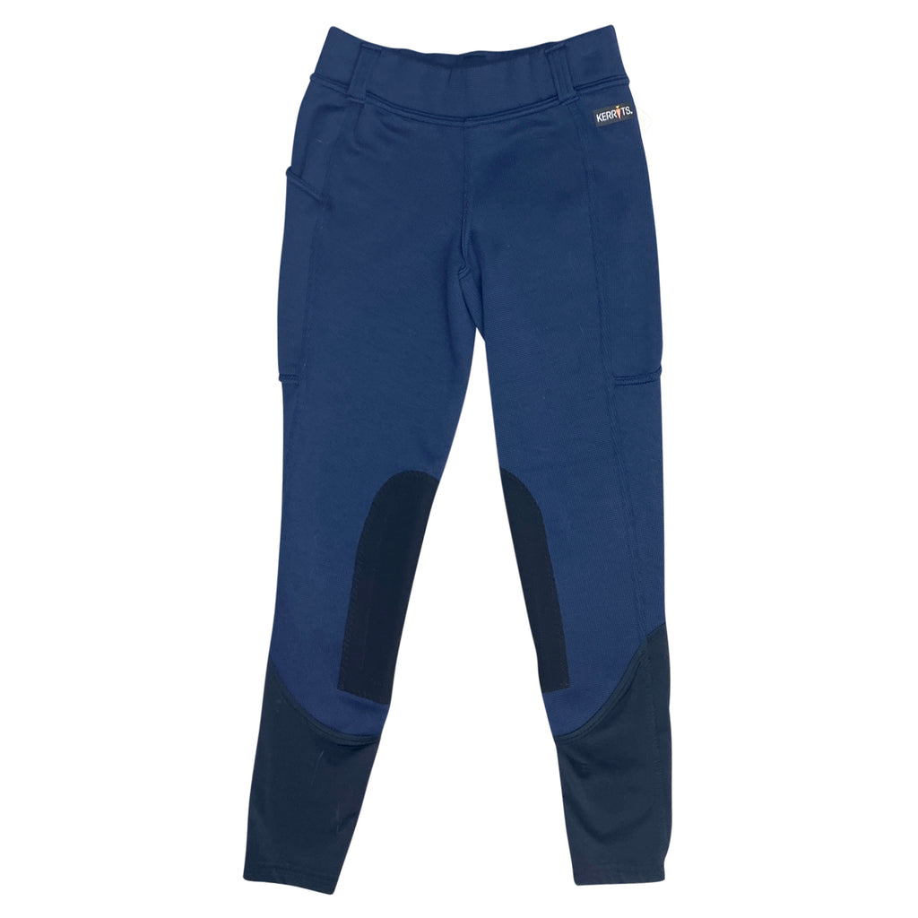Kerrits 'Fleece Lite' Knee Patch Tights in Navy Gingham - Children's Small