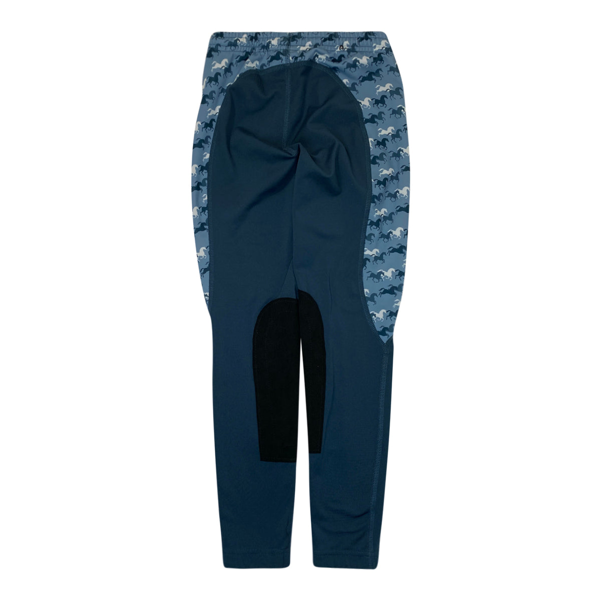 Kerrits Performance Knee Patch Tights in Navy Seat/Blue and white Running Horse