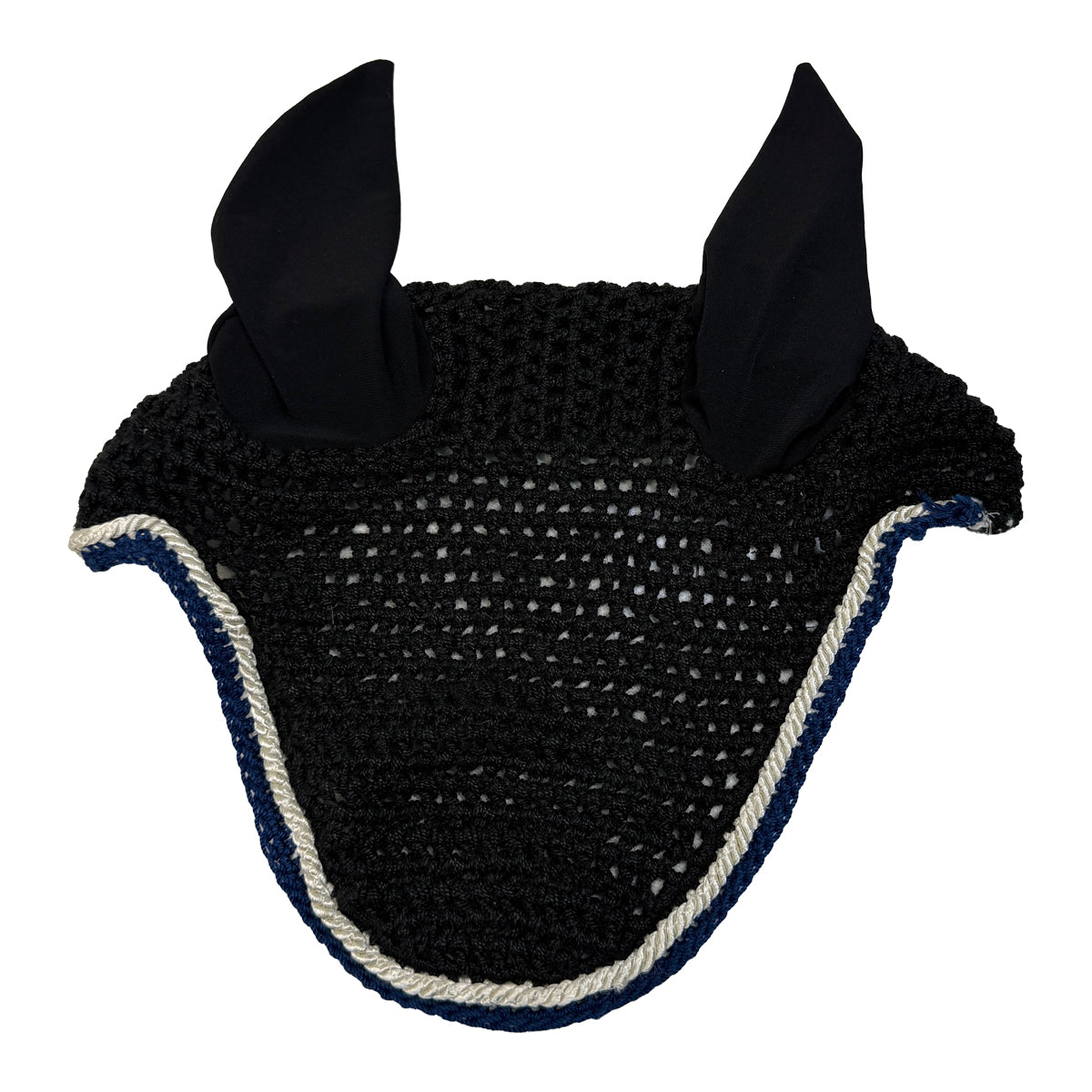 Crochet Fly Bonnet in Black/Blue - Cob