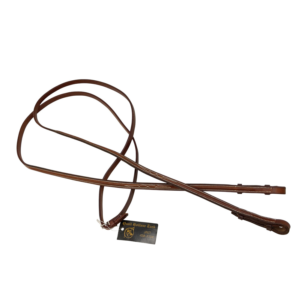 Jimmy's 21st Century Saddlery Fancy Raised Pelham 1/2" Reins in Chestnut