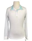 Dover Saddlery 'CoolBlast' Show Shirt Long Sleeve in White/Unicorn Collar - Children's Large