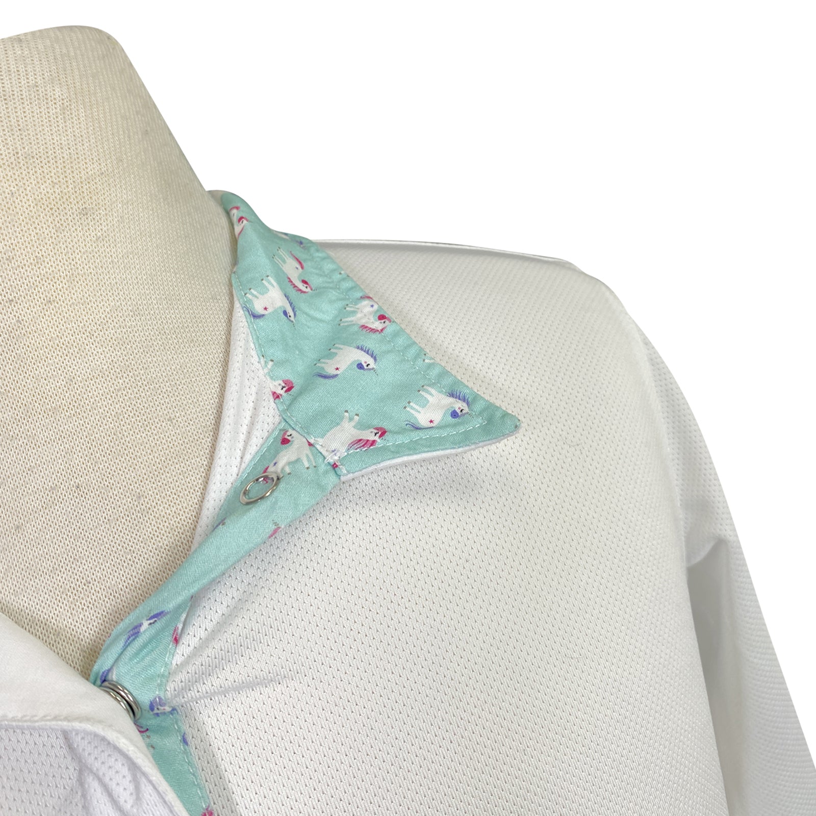 Dover Saddlery 'CoolBlast' Show Shirt Long Sleeve in White/Unicorn Collar - Children's Large