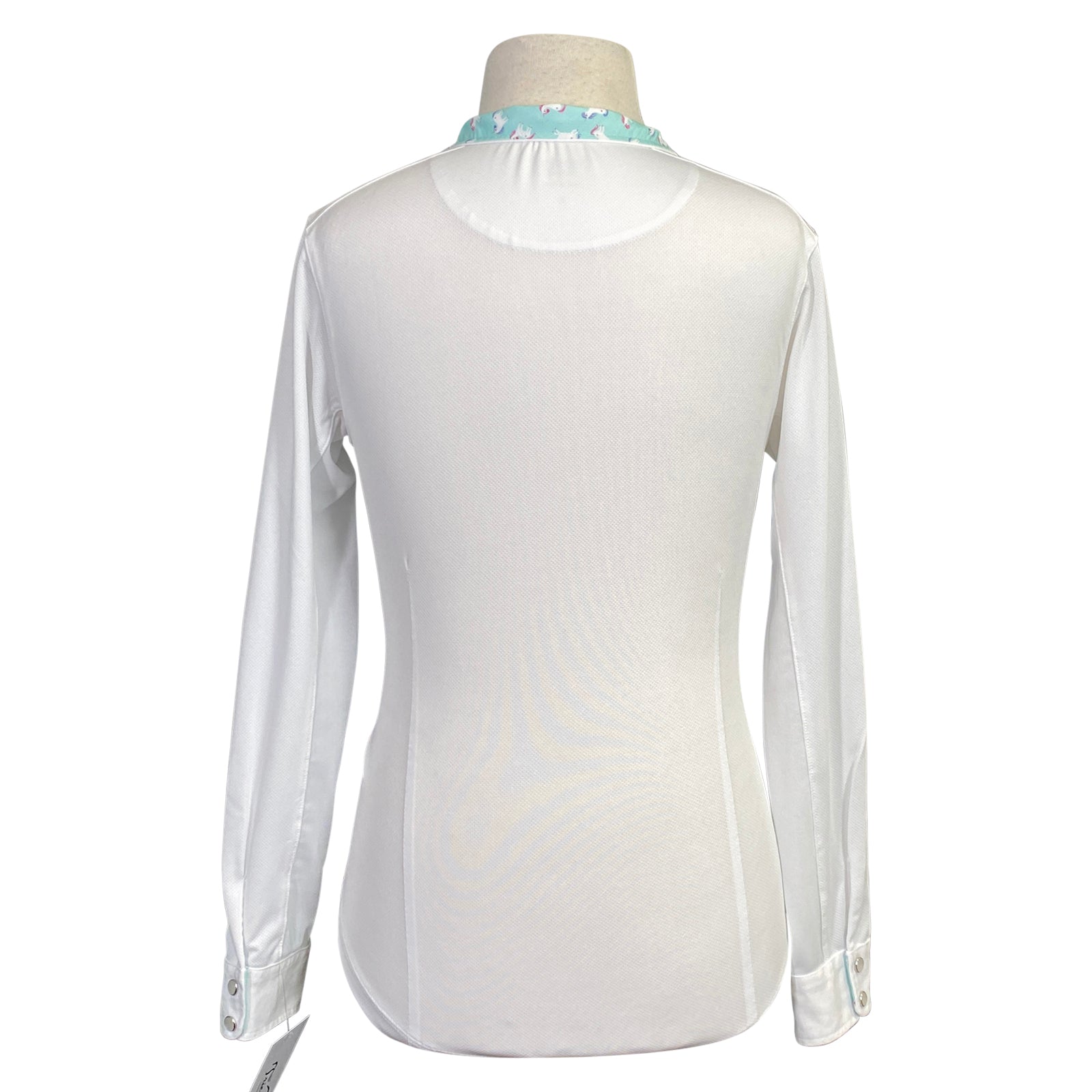 Dover Saddlery 'CoolBlast' Show Shirt Long Sleeve in White/Unicorn Collar - Children's Large