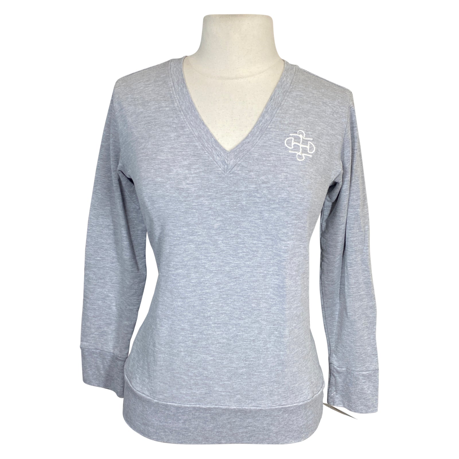 Two Bits Equestrian Bamboo V-Neck Sweater in Grey