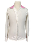 RJ Classics Prestige Long Sleeve Show Shirt in White/Pink Houndstooth