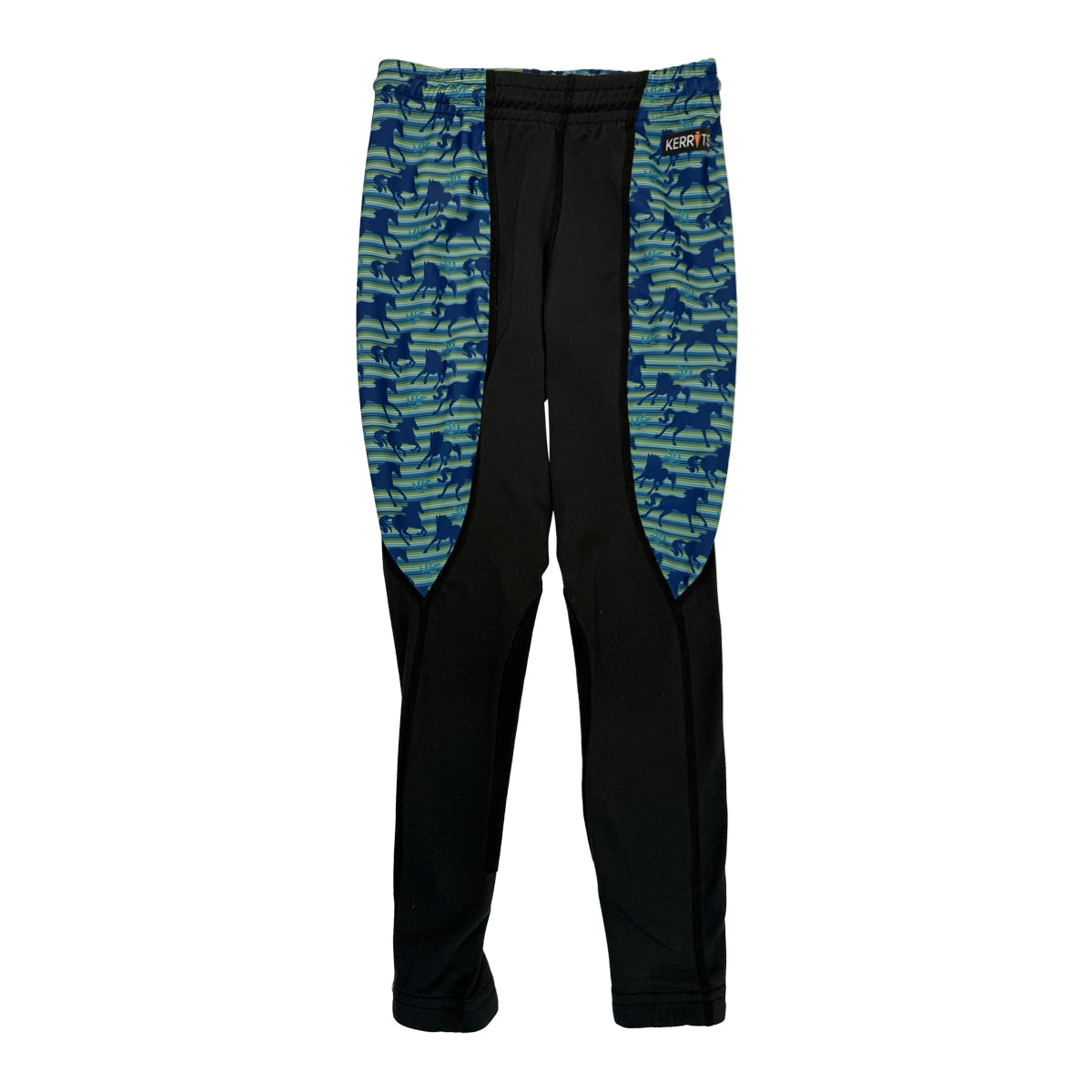 Kerrits Knee Patch Performance Tights in Black/Blue Stripes