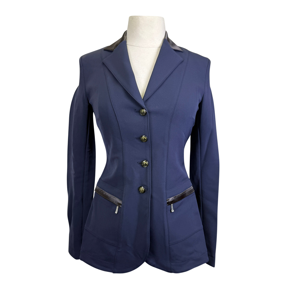 Sarm Hippique 'Azalea' Show Coat w/Satin Trim in Navy