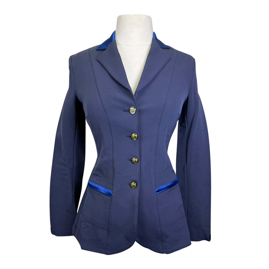 Sarm Hippique 'Azalea' Show Coat w/ Satin Trim in Navy