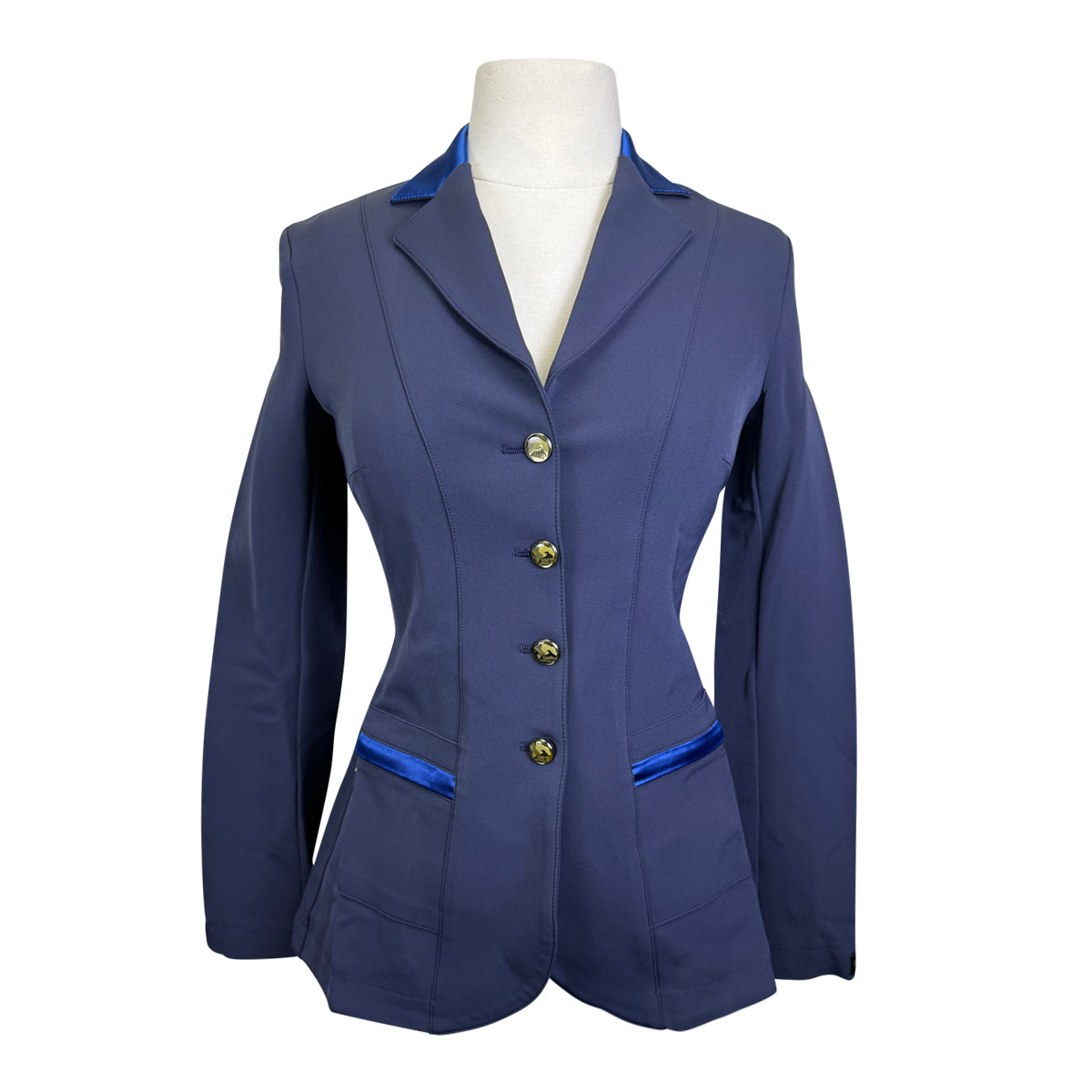 Sarm Hippique 'Azalea' Show Coat w/ Satin Trim in Navy