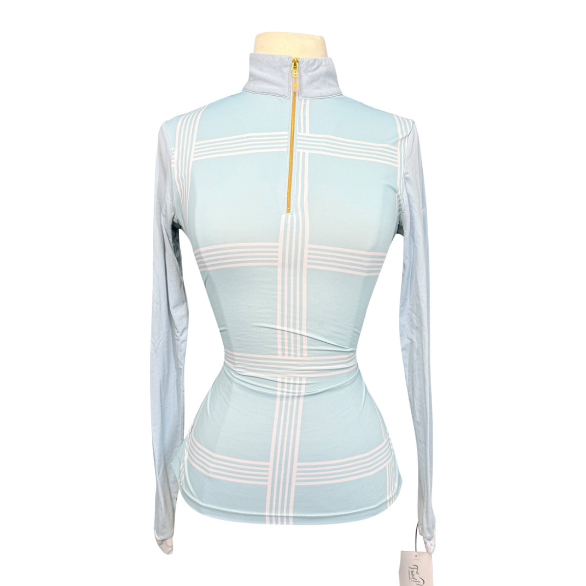 Novella Equestrian 'The Derby' Long Sleeve Shirt in Baby Blue Plaid