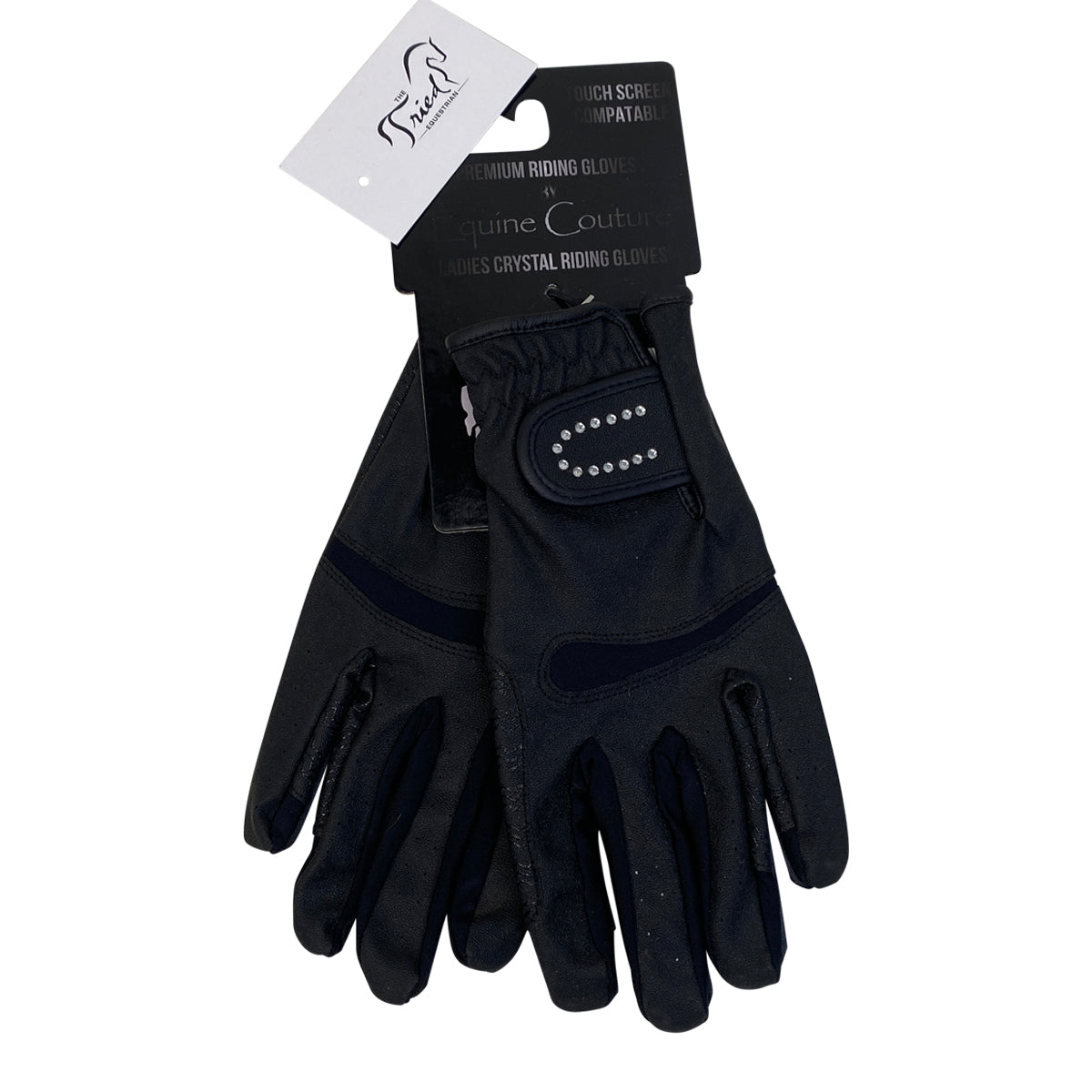 Equine Couture Stretch Show Glove in Black/Rhinestones