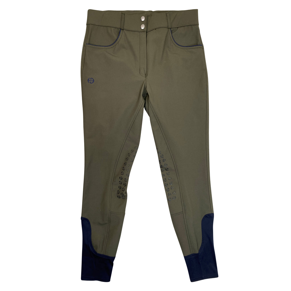 Halter Ego 'Perfection' Breeches in Olive/Navy Piping