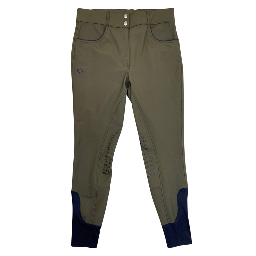 Halter Ego 'Perfection' Breeches in Olive/Navy Piping
