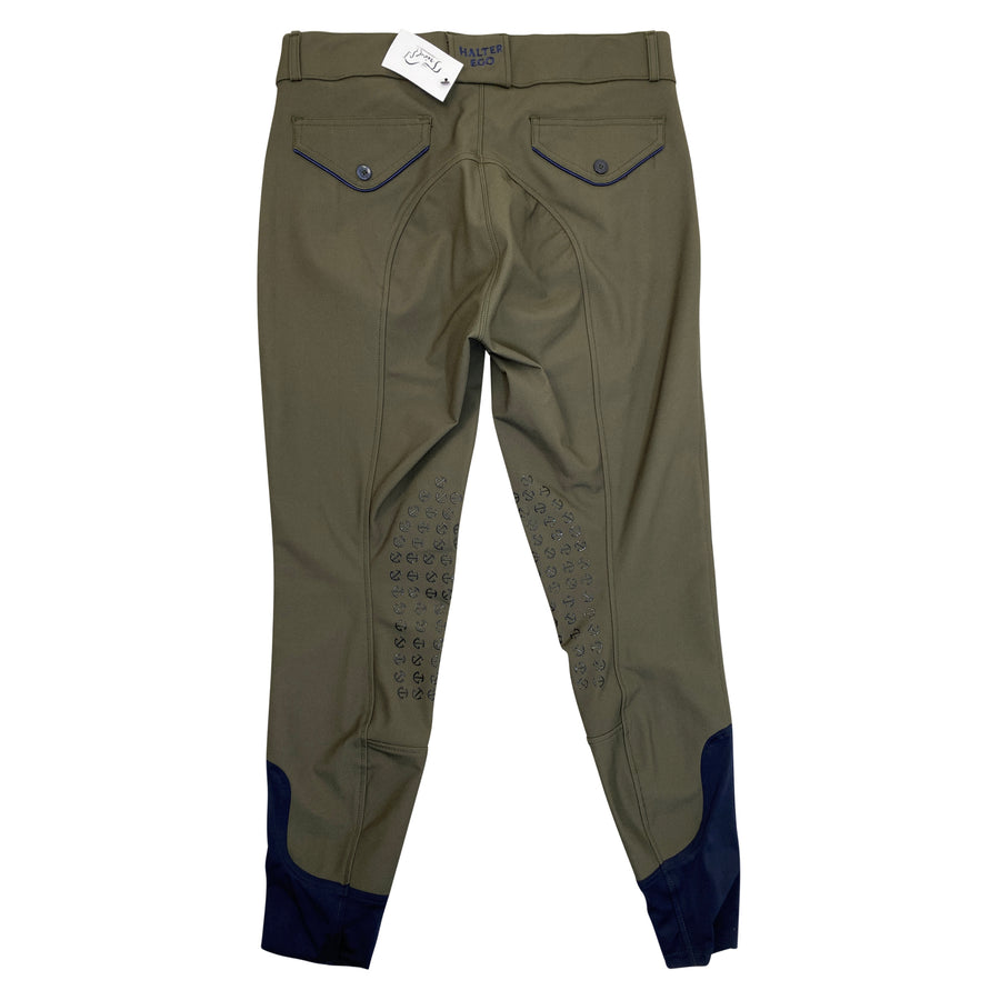Halter Ego 'Perfection' Breeches in Olive/Navy Piping