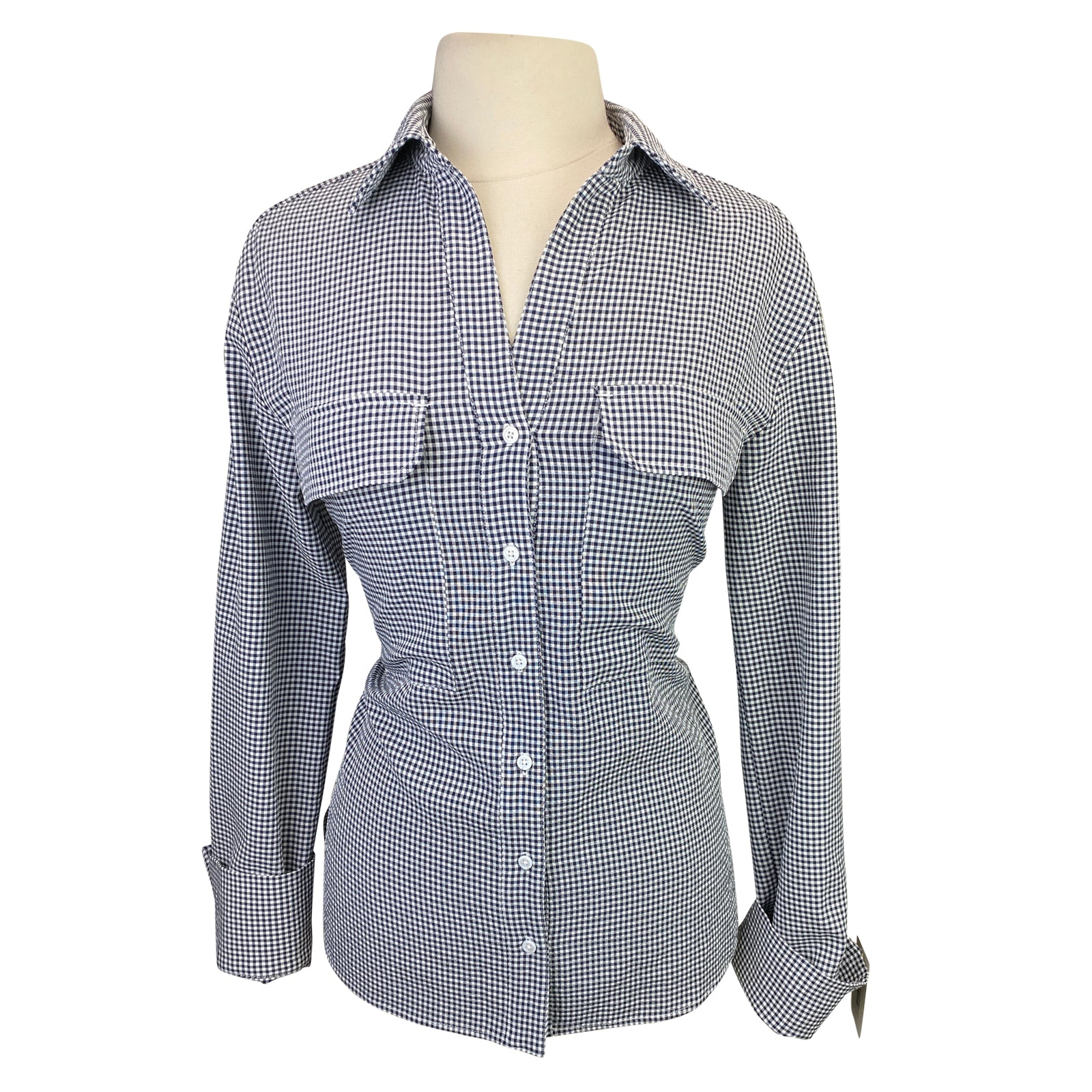 Solid Citizen 'Jessica' Button Down Shirt in Black/White Gingham - Women's Medium