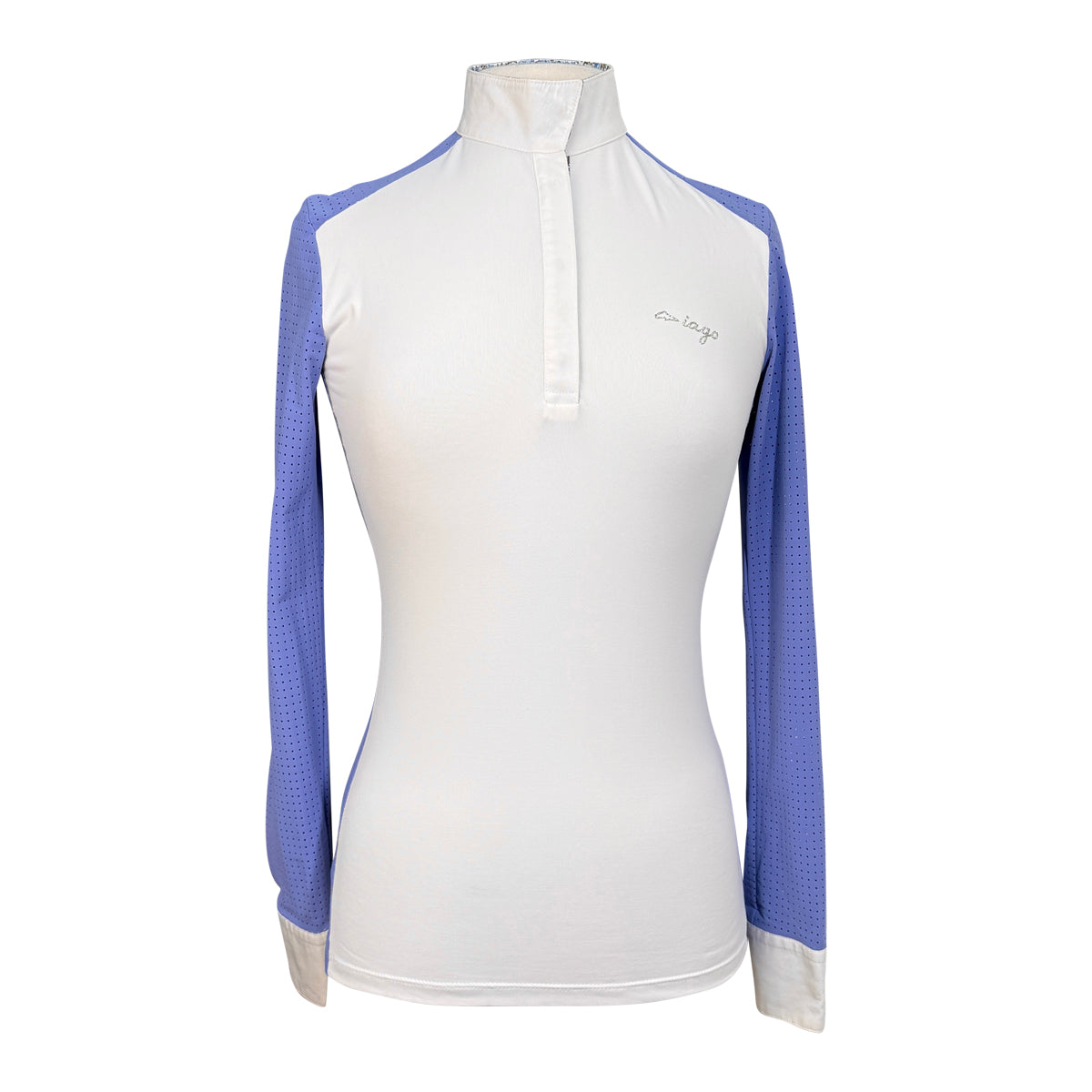Iago Summer Weight 'Sara' Long Sleeve Show Shirt in White/Blue