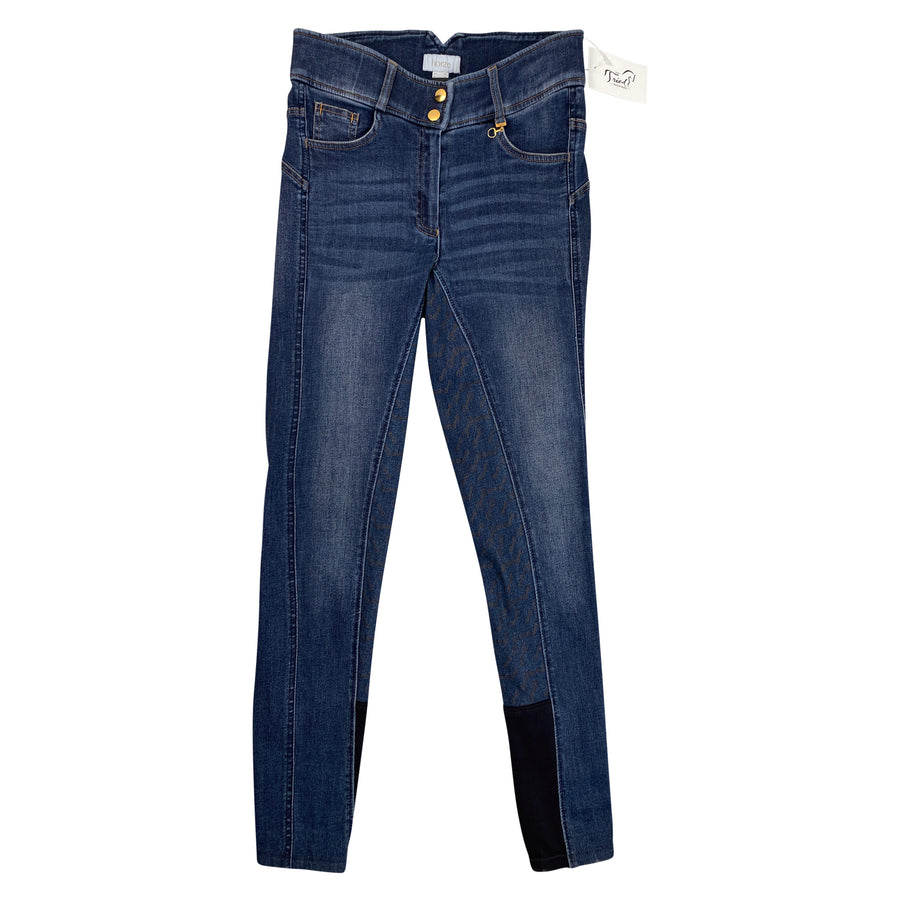 Horze High Rise Denim Breeches in Medium Wash 