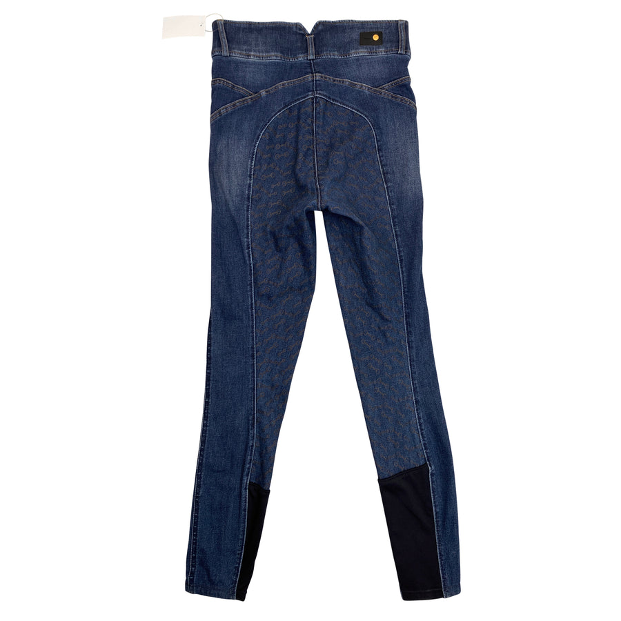 Horze High Rise Denim Breeches in Medium Wash 