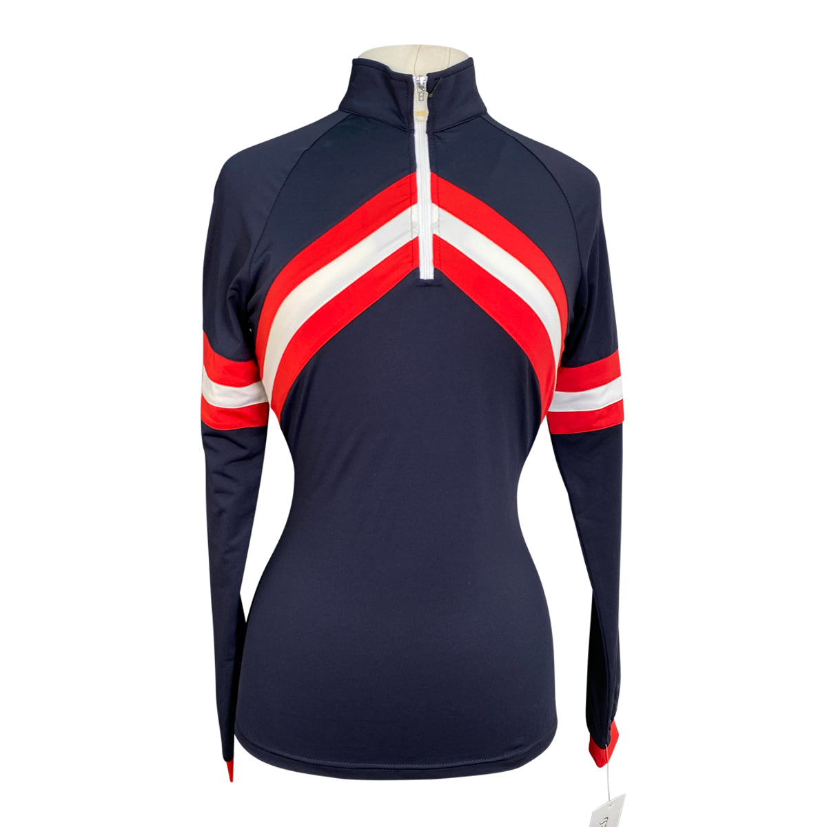 Kastel 'Charlotte' Autumn Baselayer in Navy/Red and White Chevron