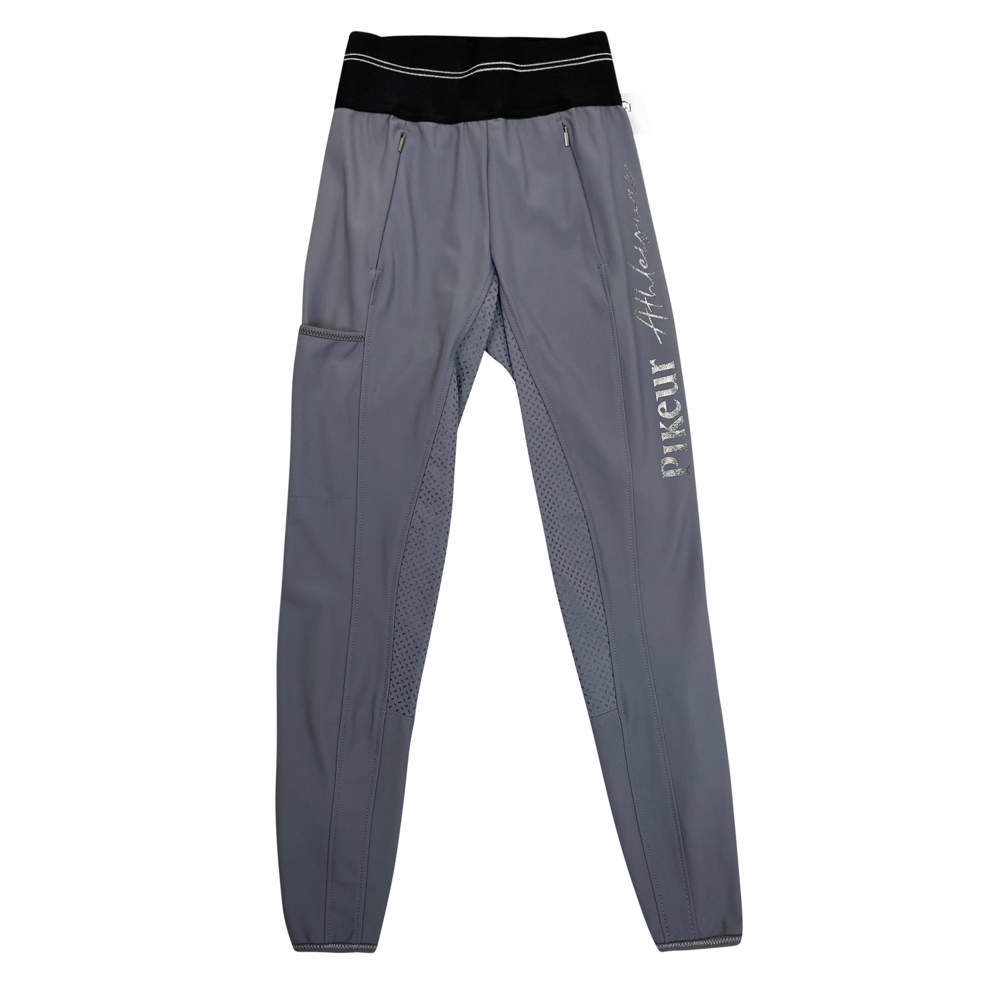 Front of Pikeur 'Gia' Grip Athleisure Breeches in Steel Grey