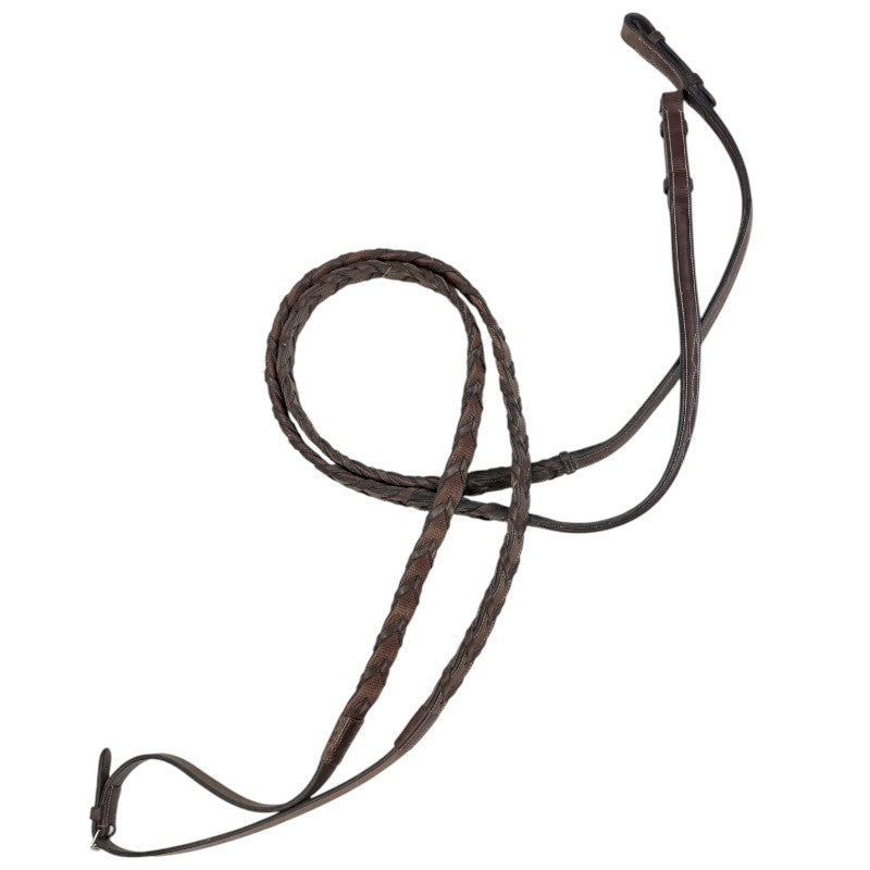 Arc de Triomphe Fancy Laced Ultra Grip Reins in Brown - Oversize
